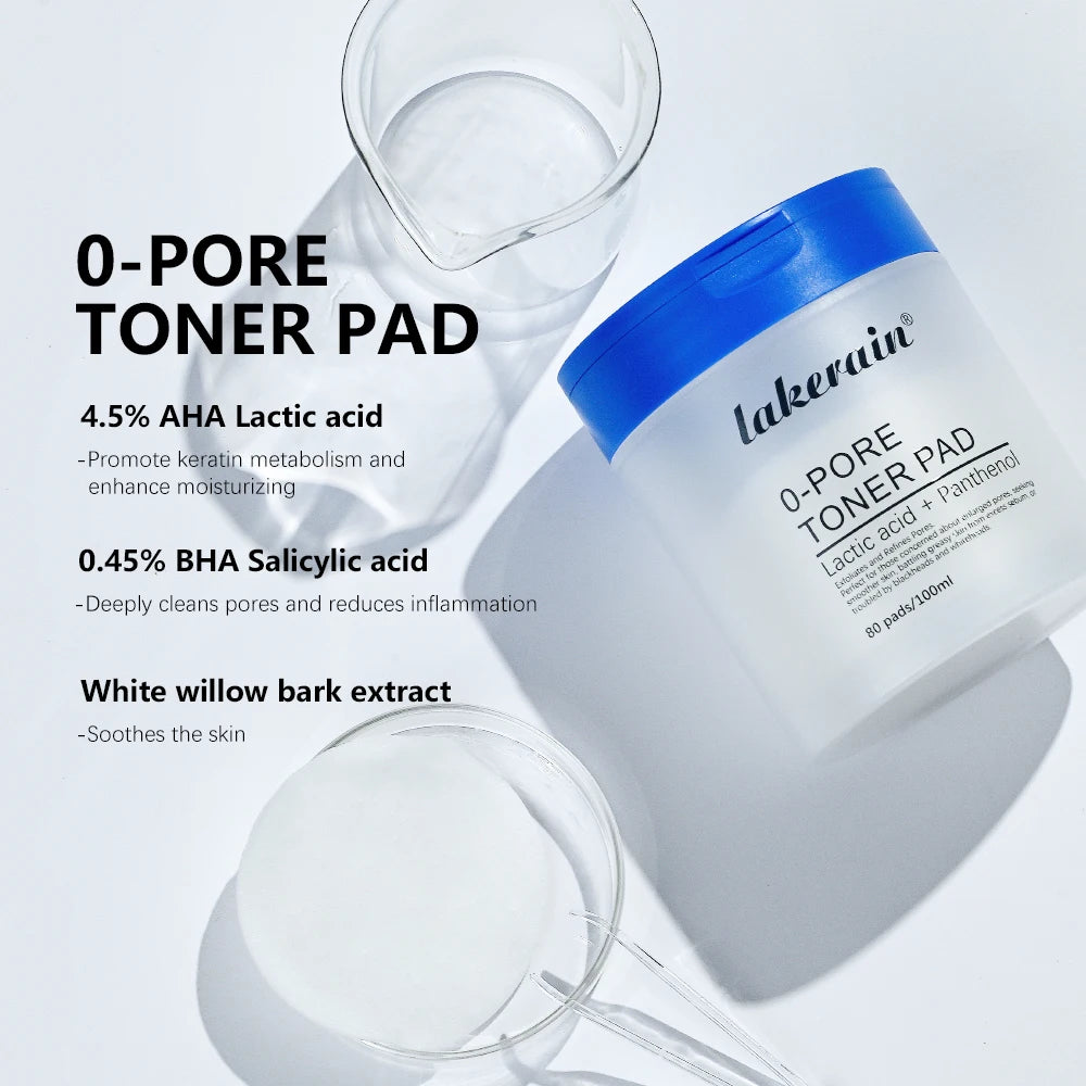 LAKERAIN 80pcs Zero Pore Toner Pad - Double Textured Facial Toner Pad- Exfoliating And Smoothing Pores Korean Skincare