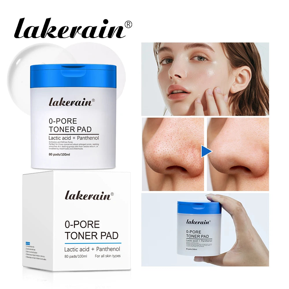 LAKERAIN 80pcs Zero Pore Toner Pad - Double Textured Facial Toner Pad- Exfoliating And Smoothing Pores Korean Skincare